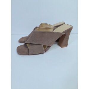 42 Gold Saldana Slide Sandal Chunky Heel Women Sz 5.5 Brown